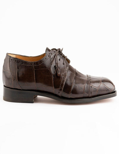 Ferrini 3798 Alligator Cap Toe Shoes Chocolate 1 F3798-TM-090  - from alligatorwarehouse.com