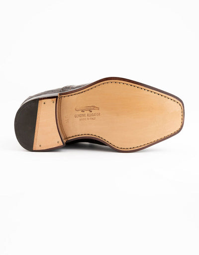 Ferrini Shoes - Mens Alligator Dress Shoe - Ferrini 3922 Belly Alligator Cap Toe Shoes Chocolate 3 FB3922-TM-095  - from alligatorwarehouse.com