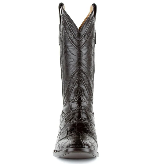 Ferinni Boot - Mens Dress Cowboy Boot  - Ferrini Bronco Men's Print Pirarucu Fish Boots Handcrafted Black  in Black Color