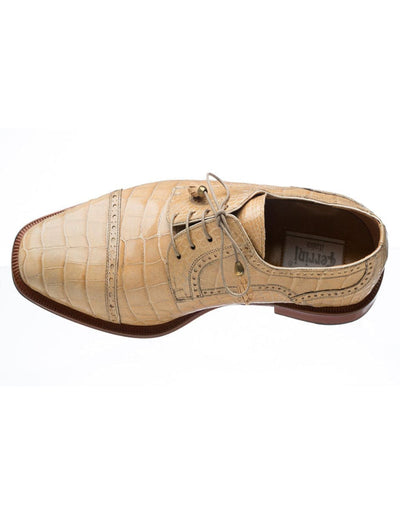 Ferrini Shoes - Mens Alligator Dress Shoe - Ferrini 216 Belly Alligator Cap Toe Shoes Dune 1 F216-DN-100  - from alligatorwarehouse.com