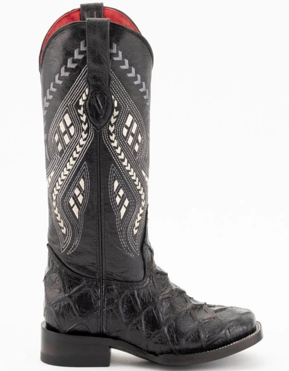 Ferrini Women's Bronco Square Toe  Pirarucu Fish Print Boots