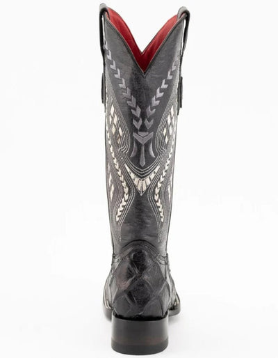 Ferrini Women's Bronco Square Toe  Pirarucu Fish Print Boots 4 93393-04-060-B  - from alligatorwarehouse.com