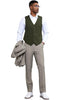 Men's Stacy Adams One Button Peak Lapel Vested Micro Check in Sage Green with an Olive Green Vest 4 SM183H1-01-38R  - from alligatorwarehouse.com