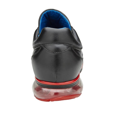 Men's Belvedere Flash Calf & Ostrich Leg Sneaker in Black & Red 5 MEN E01 BLACK/RED-M-09  - from alligatorwarehouse.com