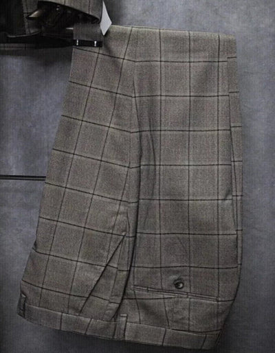 Mens Two Button Notch Lapel Plaid Pattern Suit Tan ~ Brown 5   - from alligatorwarehouse.com