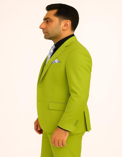 Men's Lime Green Three-Piece Suit with Floral Tie ƒ?? Slim Fit Tuxedo for Weddings & Parties 2   - from alligatorwarehouse.com