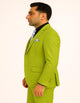 Men's Lime Green Three-Piece Suit with Floral Tie ƒ?? Slim Fit Tuxedo for Weddings & Parties