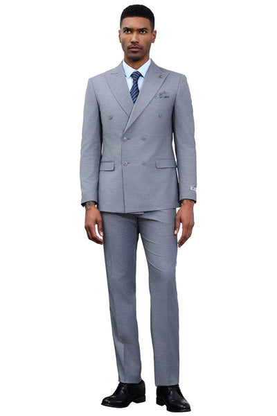 Men's Designer Stacy Adams Classic Double Breasted Suit in Grey 2 SMD282H1-09-34R  - from alligatorwarehouse.com