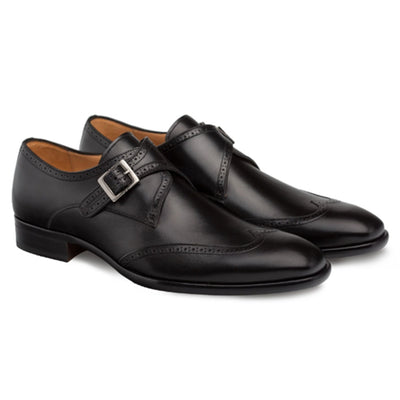 Forest Black Calfskin Leather Men’s Modern Wing Tip Oxford By Mezlan Made In Spain Brand 2   - from alligatorwarehouse.com