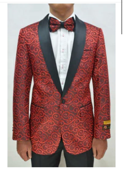 Red and Tuxedo Black Suit – Mens Formal Blazer with Satin Shawl Lapel 3   - from alligatorwarehouse.com