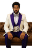 Hilton White and Purple Paisley Peak Lapel Tuxedo Jacket with Matching Shawl Vest and Wool Pants – Includes Bow Tie 7   - from alligatorwarehouse.com