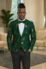Men's slim fit hunter green and gold paisley prom and wedding tuxedo jacket 3   - from alligatorwarehouse.com