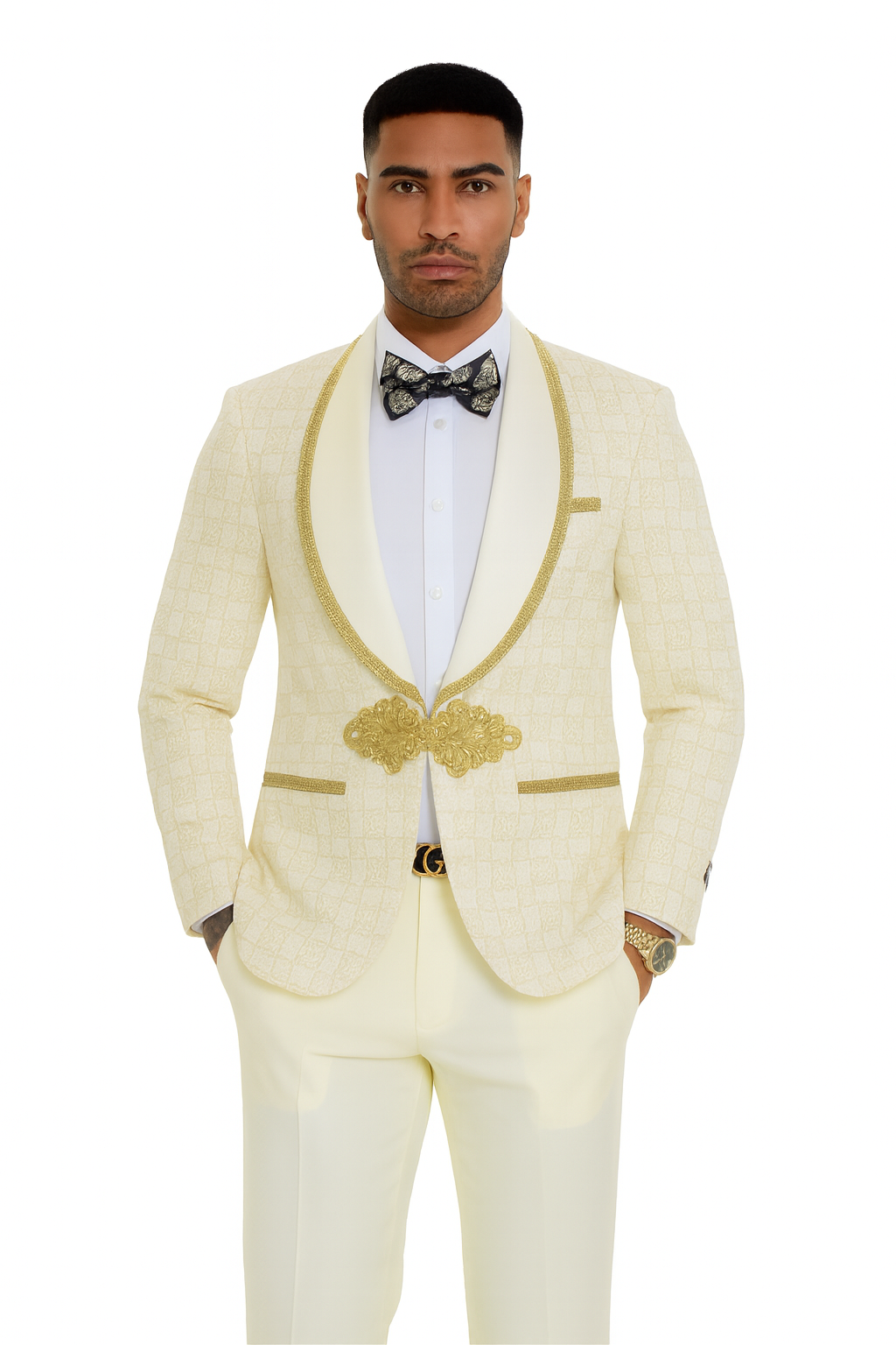 2025 Ivory and Gold 2pc Men's Suit by Tazzio