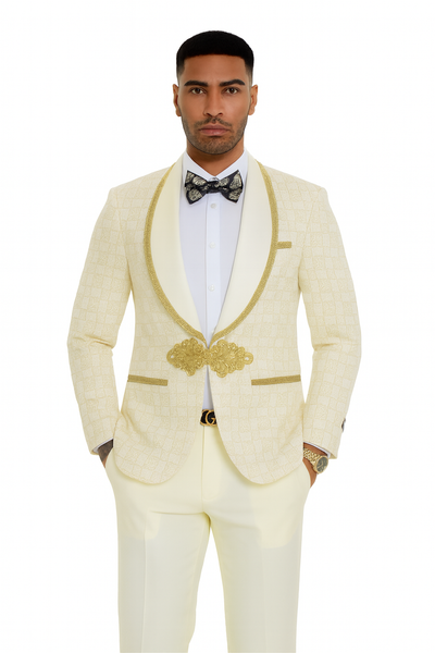 2025 Ivory and Gold 2pc Men's Suit by Tazzio 4   - from alligatorwarehouse.com
