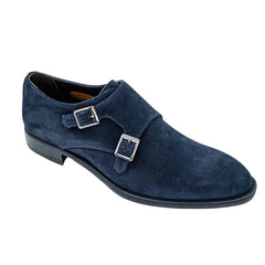 Men's Belvedere Francesco Italian Suede Monk Strap Dress Shoe in Navy