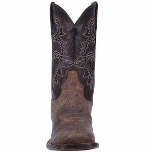 Dan Post Mens Franklin 11 Broad Square Toe Boot Sand and Chocolate Leather Boot