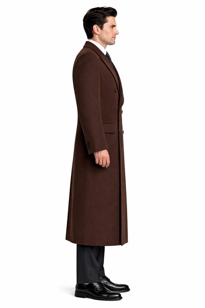 Authentic Fully Lined Double Breasted men's Wool Blend Long Dress Coat
