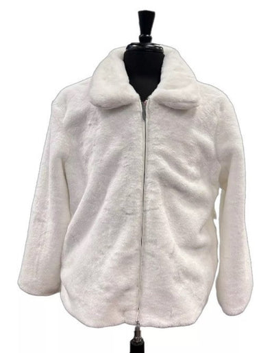 Mens Fur Short Coat White 1   - from alligatorwarehouse.com