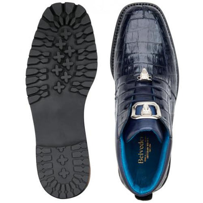 Belvedere  Gallardo Navy Blue Genuine Crocodile Tractor Sole Ankle Boots 3 MEN U02  ANT. NAVY-M-06  - from alligatorwarehouse.com