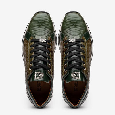 Marco Di Milano Portici Men's Shoes Green & Olive Exotic Lizard / Crocodile Casual Sneakers 3 PORTICI_CAIMAN-LIZARD TEJU_GREEN_8  - from alligatorwarehouse.com