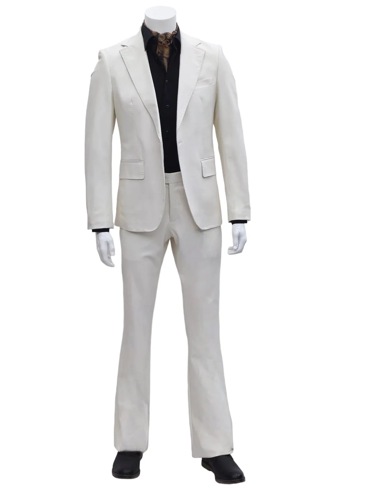 Mens 1 Button Slim Fit Leather Suit Bone