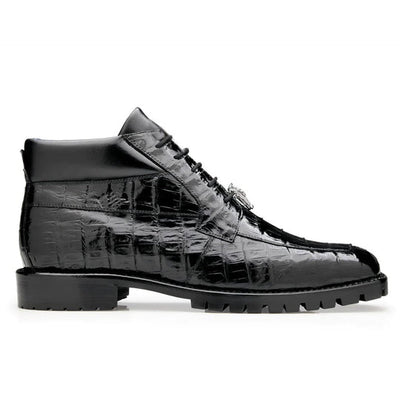 Men's Belvedere Gallardo Caiman Crocodile Dress Hiker Boot in Black 1 MEN U02 BLACK-M-09  - from alligatorwarehouse.com
