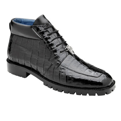 Men's Belvedere Gallardo Caiman Crocodile Dress Hiker Boot in Black 2 MEN U02 BLACK-M-09  - from alligatorwarehouse.com