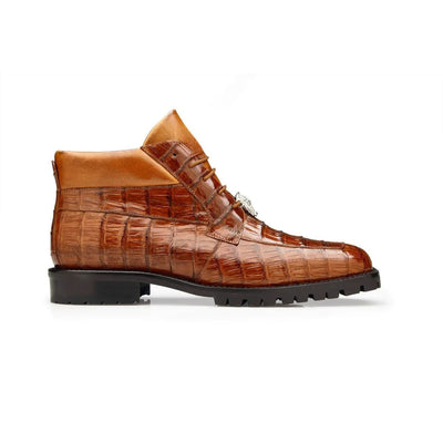 Belvedere Gallardo Men's Shoes Antique Sport Brown Exotic Caiman Crocodile Derby Split-toe Boots 1 MEN U02 ANT. SPORT-M-09  - from alligatorwarehouse.com