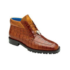 Belvedere Gallardo Men's Shoes Antique Sport Brown Exotic Caiman Crocodile Derby Split-toe Boots