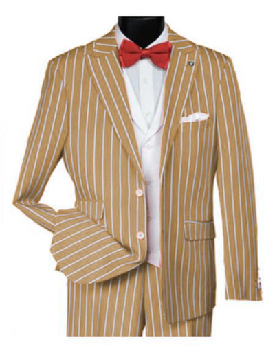 1920s Mens Vested Bold Gangster Pinstripe Suit in Champagne 1   - from alligatorwarehouse.com
