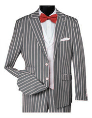 Vintage 1920s Men’s Pinstripe Suit – Silver Vested Bold Gangster Design