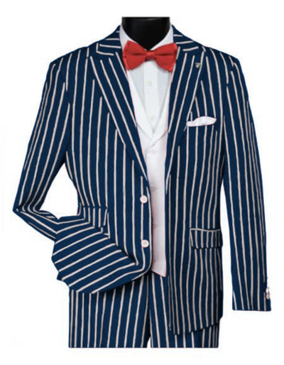 1920s Mens Vested Bold Gangster Pinstripe Suit in Navy 1   - from alligatorwarehouse.com