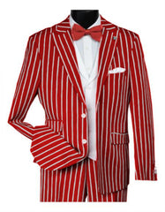 Men’s Bold Red Pinstripe Vested Suit – 1920s Gangster Look