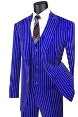 Mens Vested Gangster Pinstripe 1920's Suit in Black