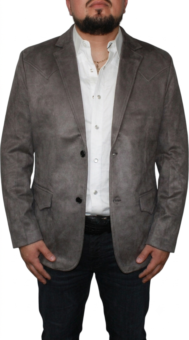 Men's Suede Cowboy Blazer Ultra Slim Fit LAM-510 in Color Gray