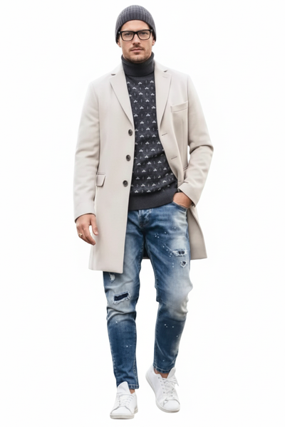 Light Tan Overcoat - Beige Sand Color Light Wool Carcoat 2   - from alligatorwarehouse.com