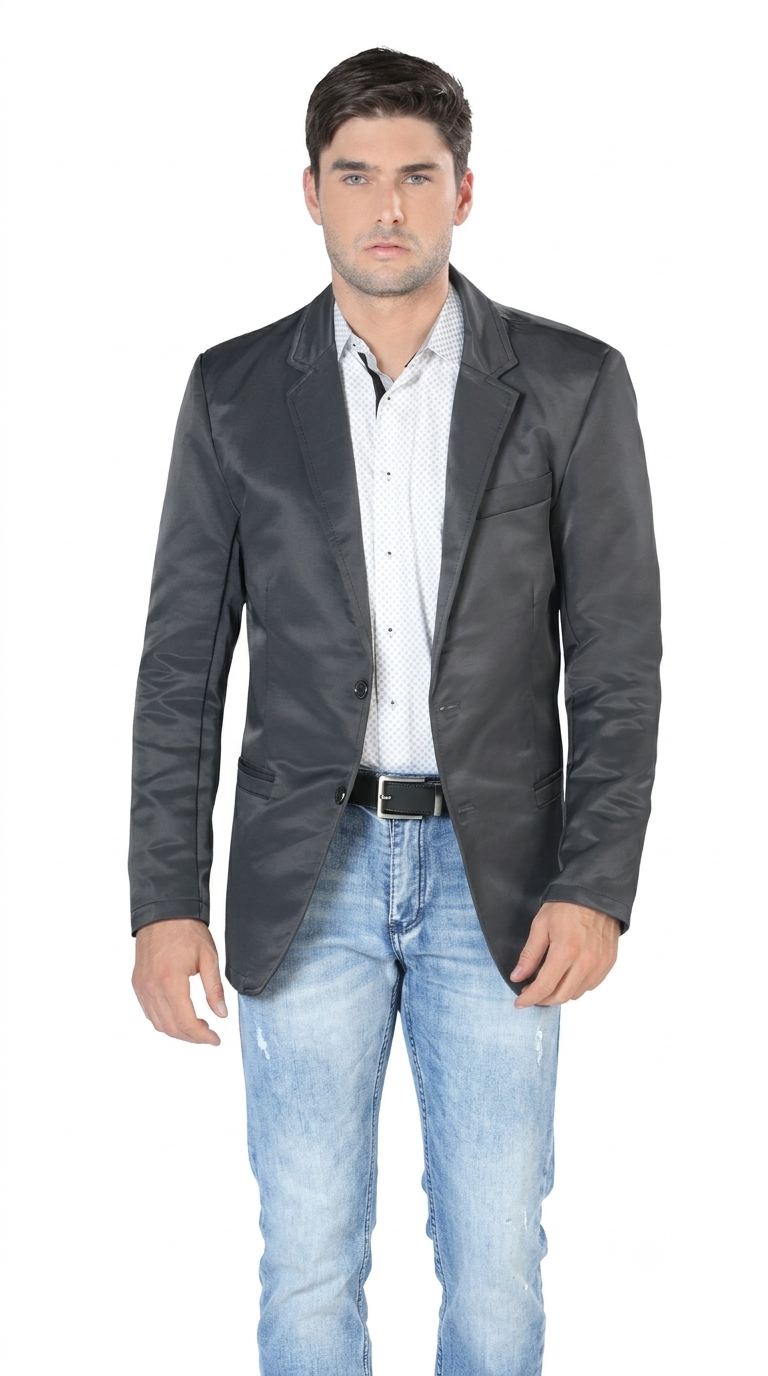 Mens Cowboy Blazer - Western Jacket in Color "Charcoal" Ultra Slim Fitted (Buy 1 Size UP)