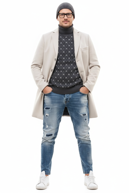 Light Tan Overcoat - Beige Sand Color Light Wool Carcoat