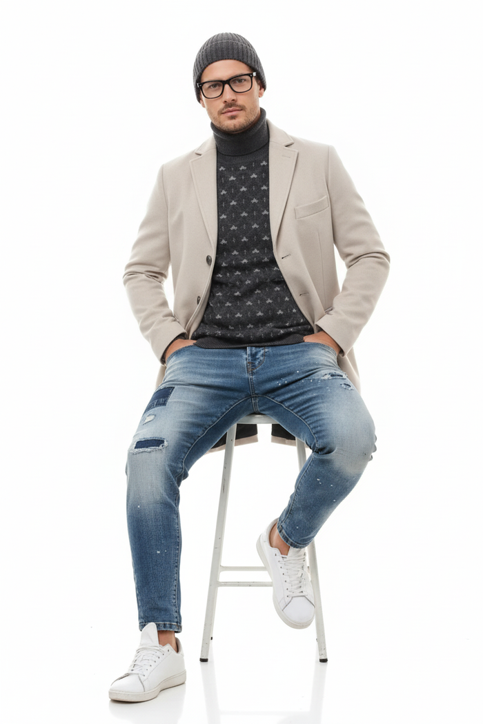 Light Tan Overcoat - Beige Sand Color Light Wool Carcoat