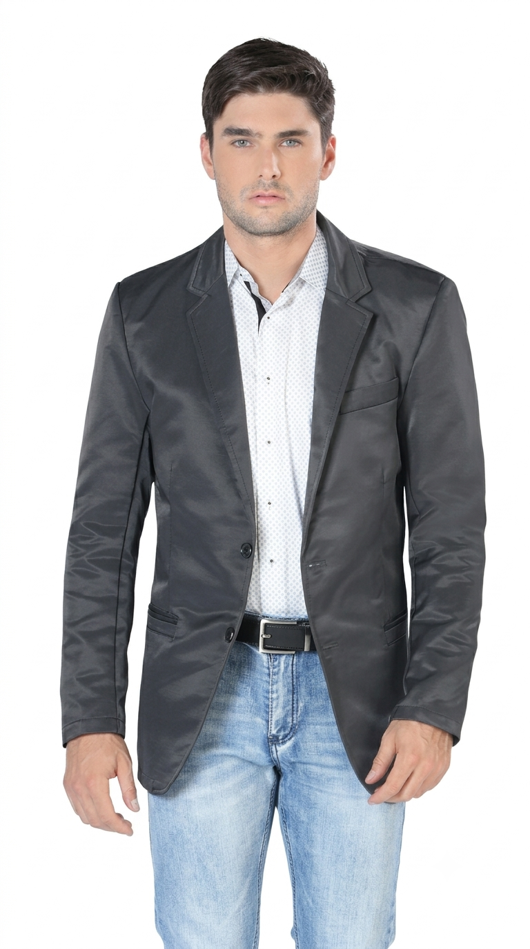 Mens Cowboy Blazer - Western Jacket in Color "Charcoal" Ultra Slim Fitted (Buy 1 Size UP)