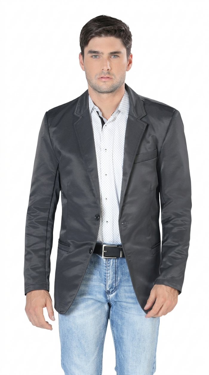 Mens Cowboy Blazer - Western Jacket in Color "Charcoal" Ultra Slim Fitted (Buy 1 Size UP)