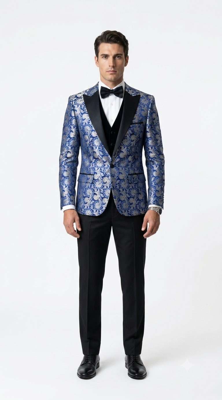 Single Breasted Peak Label Royal Blue ~ Indigo ~ Bright Blue Tuxedo Suit