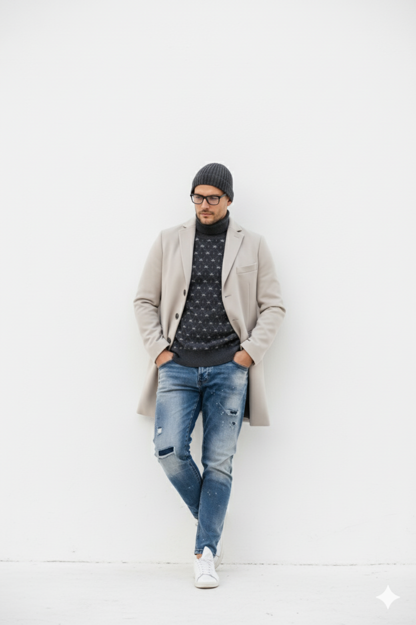 Light Tan Overcoat - Beige Sand Color Light Wool Carcoat