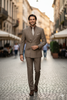 Mens Classic Wool Feel Double Breasted Glen Plaid Suit in Tan 10 DRW-1_TAN_36S  - from alligatorwarehouse.com