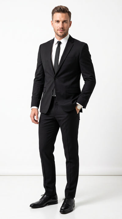 Men’s Blues Brothers Black Suit Costume Package, Formal Black Suit with Shirt and Tie