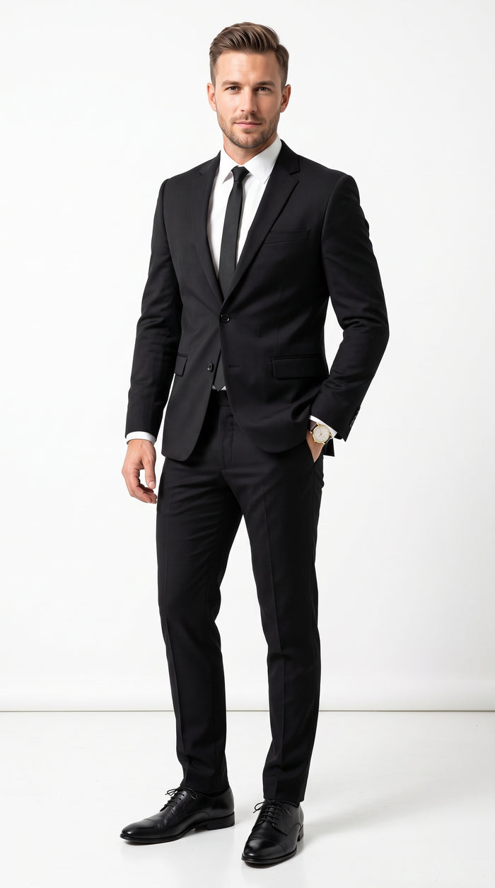 Men’s Blues Brothers Black Suit Costume Package, Formal Black Suit with Shirt and Tie