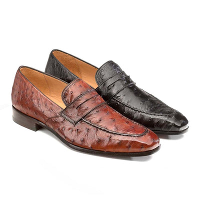 Lisbon Brandy Genuine Ostrich Men’s Classic Slip On  By Mezlan Made in Spain Brand 1   - from alligatorwarehouse.com