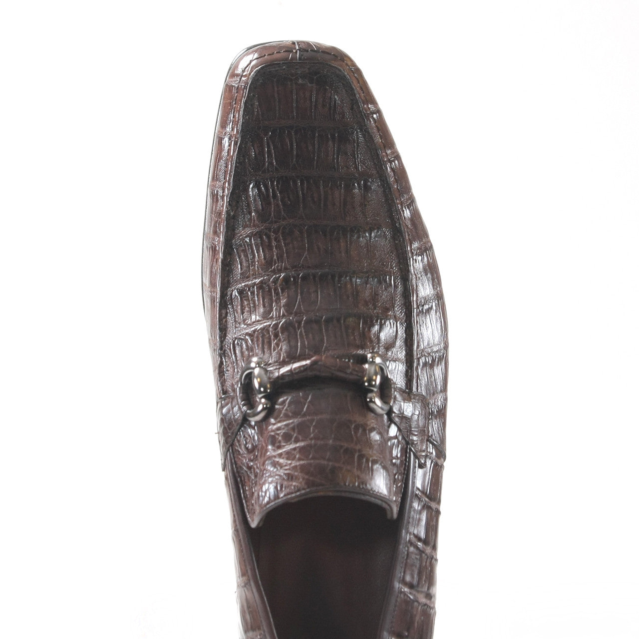 Los Altos Brown Genuine Caiman Crocodile Belly Slip-On Loafers