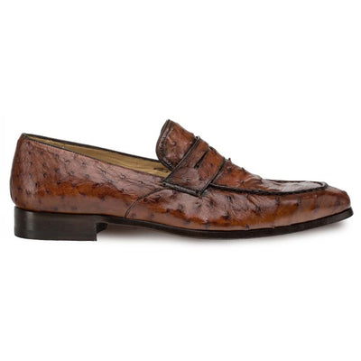 Lisbon Brandy Genuine Ostrich Men’s Classic Slip On  By Mezlan Made in Spain Brand 2   - from alligatorwarehouse.com