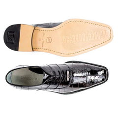 Belvedere Designer Shoes Men's Mare Black Genuine Ostrich & Eel Oxfords